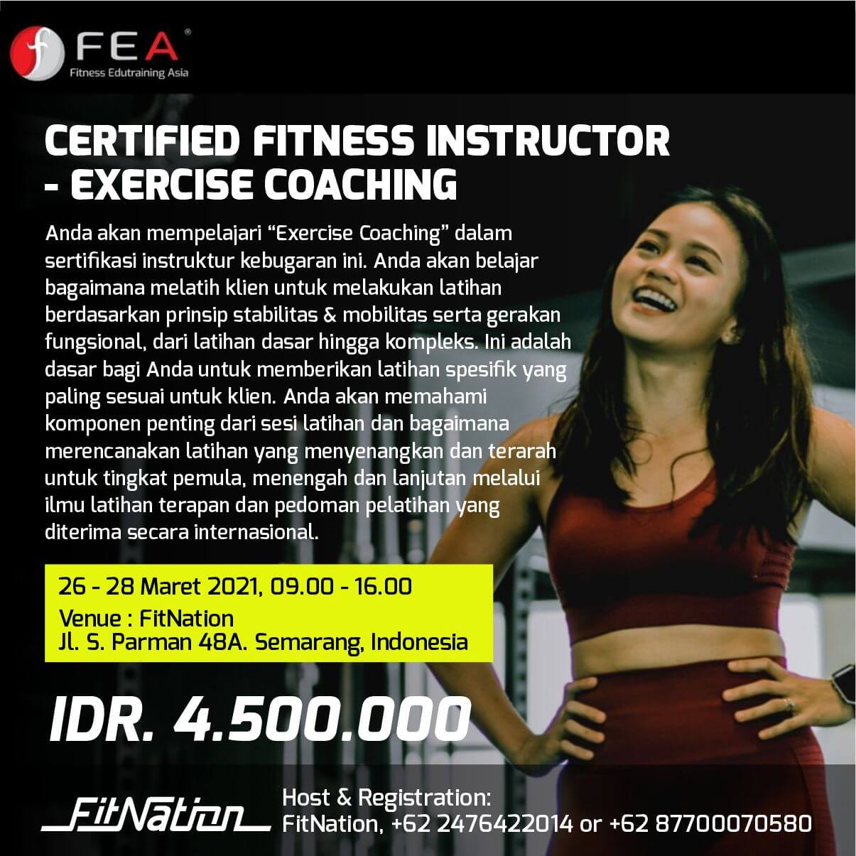 CERTIFIED FITNESS INSTRUCTOR  – EXERCISE COACHING